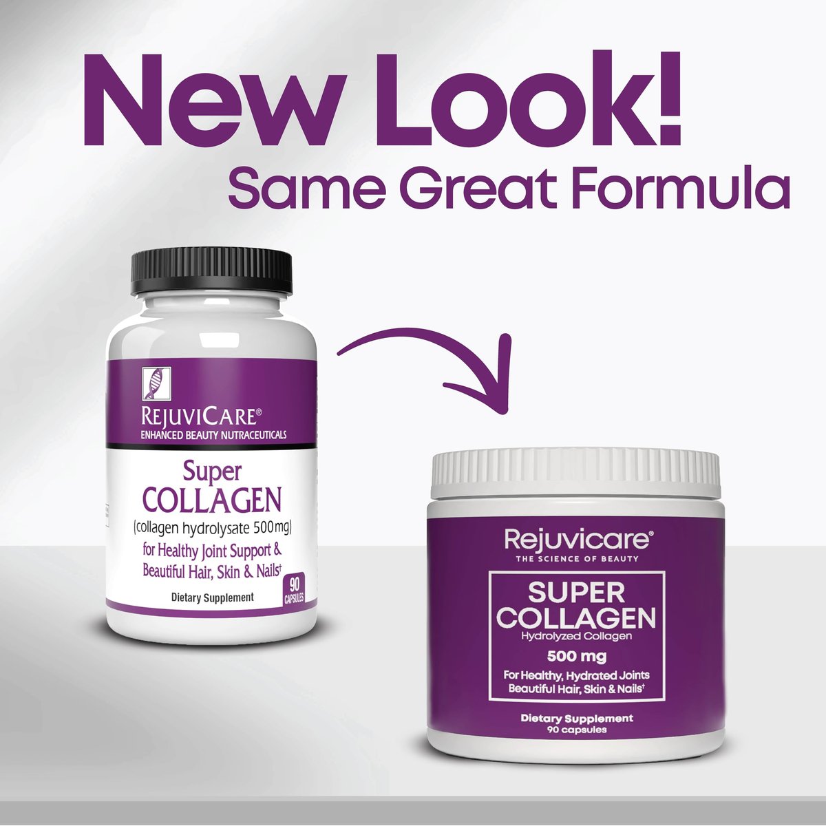 Rejuvicare Super Collagen Kapseln für Schönheit, gesunde Gelenke, Haare, Haut & Nägel, 90 Portionen, Multi