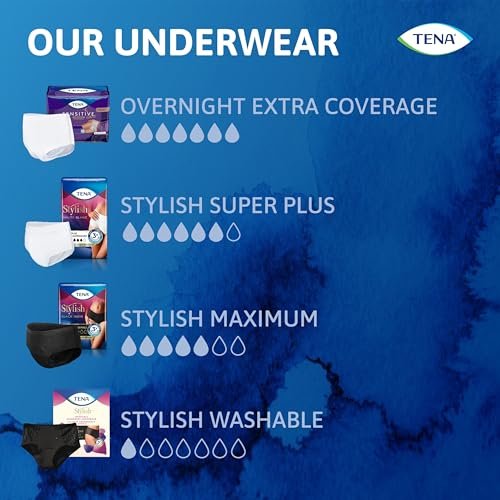 TENA Sensitive Care Overnight Inkontinenzunterwäsche für Damen, Größe Large (Taillenumfang 81–107 cm), Bessere Passform, 16 Stück
