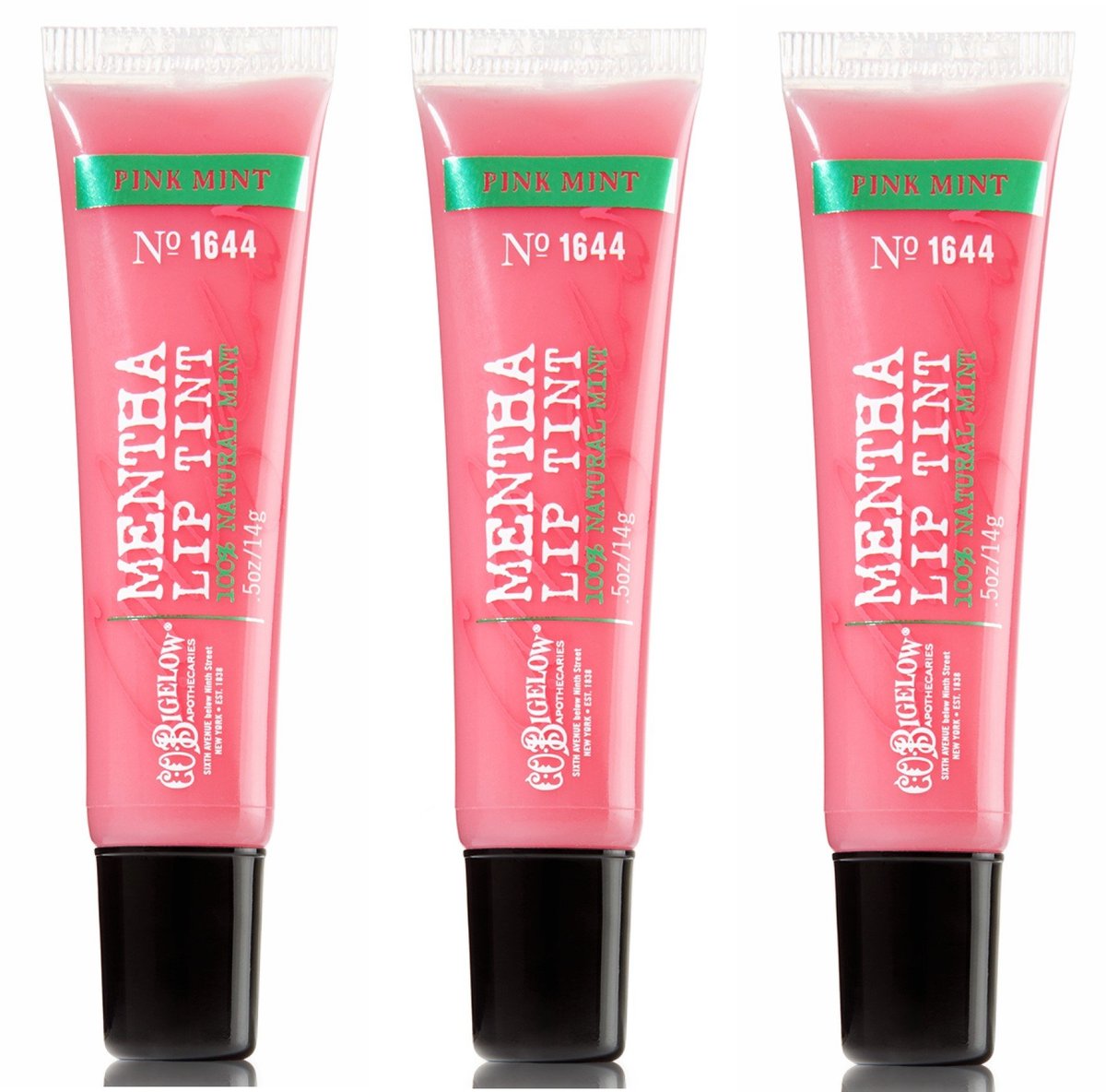 C.O. Bigelow 3er-Pack Mentha Lip Tint Pink Mint – Feuchtigkeitsspendender Lippenpflegestift mit Minzgeschmack