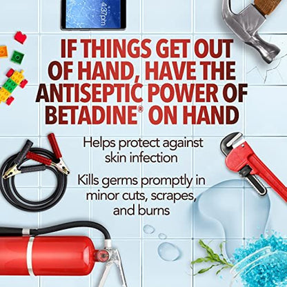 Betadine Antiseptisches Erste-Hilfe-Spray, Povidon-Iod 5%, Infektionsschutz, Keimtötend bei kleinen Schnitten, Schürfwunden und Verbrennungen, Ohne Stechen, Ohne Alkohol oder Wasserstoffperoxid, 88,7 ml