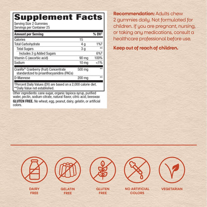 Nature's Way CranRx Cranberry Gummis – Unterstützung der Harnwegsgesundheit* mit 100% Cranberry-Fruchtkonzentrat, D-Mannose und Vitamin C, 50 Gummis