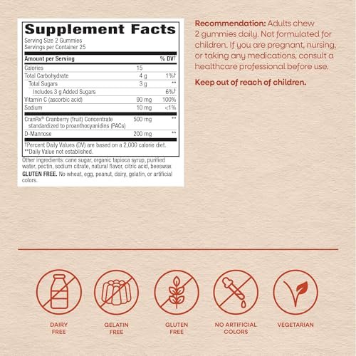 Nature's Way CranRx Cranberry Gummis – Unterstützung der Harnwegsgesundheit* mit 100% Cranberry-Fruchtkonzentrat, D-Mannose und Vitamin C, 50 Gummis