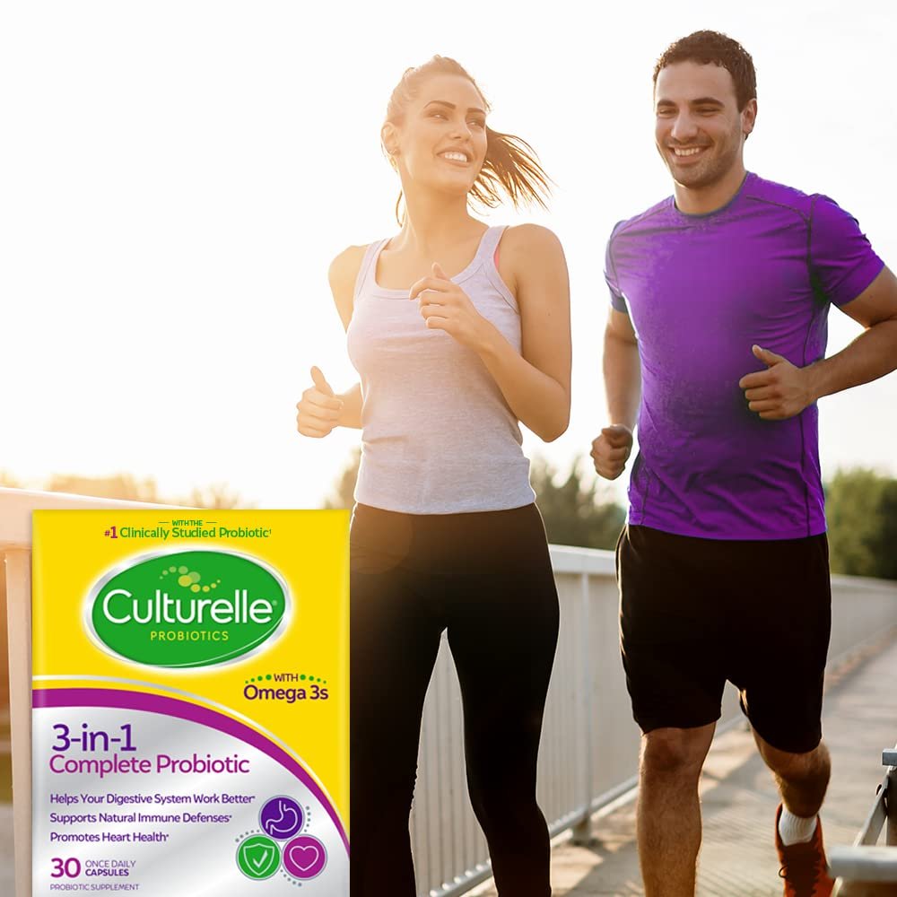 Culturelle 3-in-1 Complete Probiotikum Tägliche Formel, Einmal täglich Probiotikum, Unterstützt Ihr Verdauungssystem, Stärkt die natürlichen Immunabwehrkräfte, Plus Omega 3, Non-GMO, 30 Kapseln