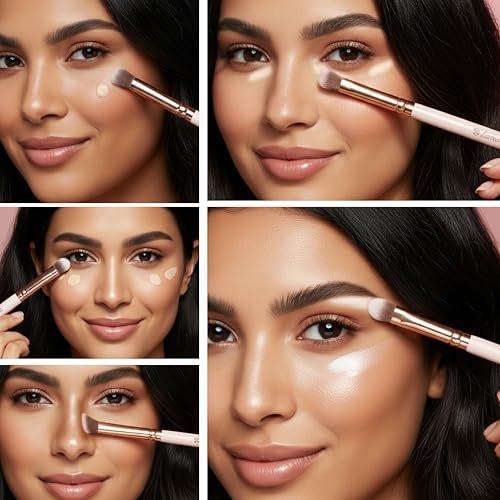 Lamora Kabuki Makeup Pinselset – 10-teiliges Set mit Premium Synthetikborsten für Foundation, Puder, Concealer und Contouring