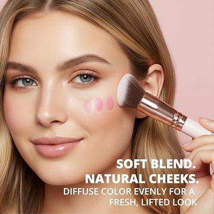 Lamora Kabuki Makeup Pinselset – 10-teiliges Set mit Premium Synthetikborsten für Foundation, Puder, Concealer und Contouring