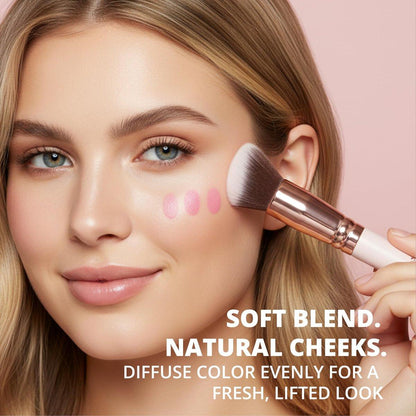 Lamora Kabuki Makeup Pinselset – 10-teiliges Set mit Premium Synthetikborsten für Foundation, Puder, Concealer und Contouring