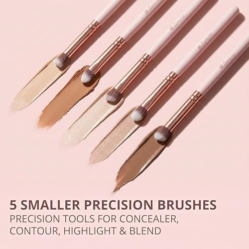 Lamora Kabuki Makeup Pinselset – 10-teiliges Set mit Premium Synthetikborsten für Foundation, Puder, Concealer und Contouring