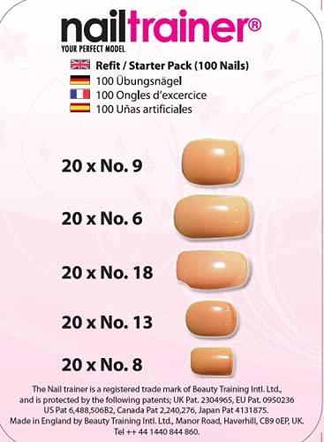 Nail Trainer ® Refit Pack 20 x 5 – Übungsnägel in Nude für Nageldesign-Einsteiger und Profis