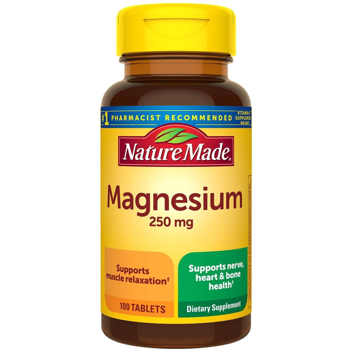 Nature Made Magnesiumoxid 250 mg – Magnesium für Muskeln, Herz, Knochen und Nerven – 100 Tabletten, 100 Tage Versorgung