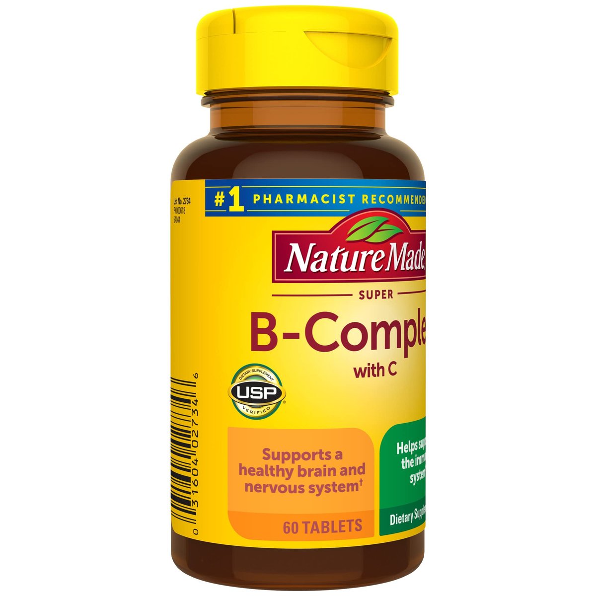 Nature Made Super B Komplex mit Vitamin C und Folsäure – Nahrungsergänzungsmittel für zelluläre Energieunterstützung, 60 Tabletten, 60-Tage-Vorrat