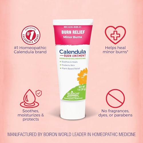 Boiron Calendula Brandsalbe – Linderung bei leichten Verbrennungen durch Kochen, Reibung oder Sonnenbrand – 28 g