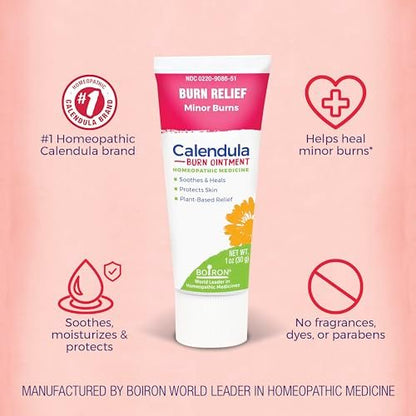 Boiron Calendula Brandsalbe – Linderung bei leichten Verbrennungen durch Kochen, Reibung oder Sonnenbrand – 28 g