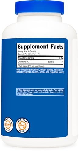 Nutricost L-Ornithin 500mg, 180 Kapseln - Non-GMO & Glutenfrei