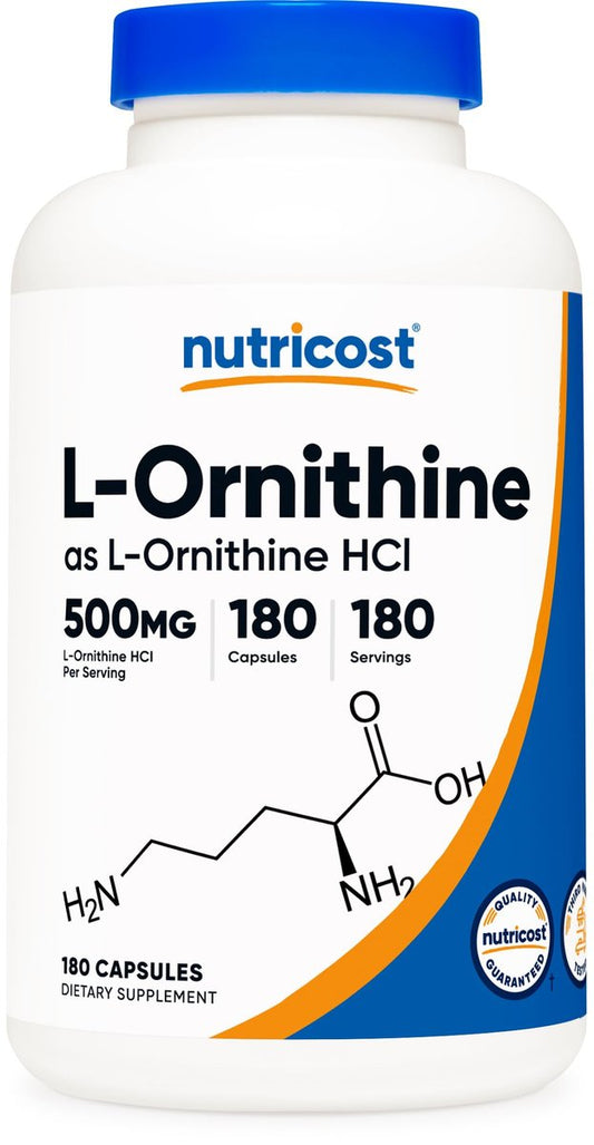 Nutricost L-Ornithin 500mg, 180 Kapseln - Non-GMO & Glutenfrei