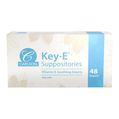 Carlson Key-E Suppositorien, 30 IE (20 mg) Vitamin E, Feuchtigkeitsspendend & Pflegend, für Frauen und Männer, 48 Stück