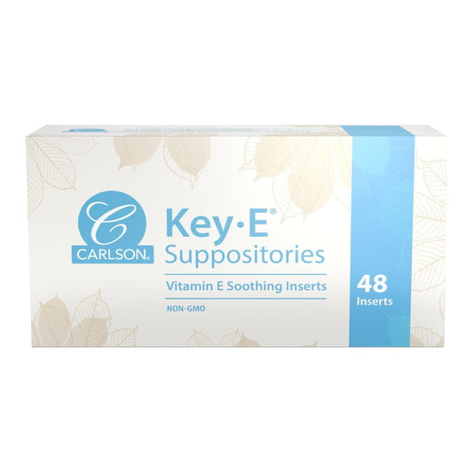 Carlson Key-E Suppositorien, 30 IE (20 mg) Vitamin E, Feuchtigkeitsspendend & Pflegend, für Frauen und Männer, 48 Stück