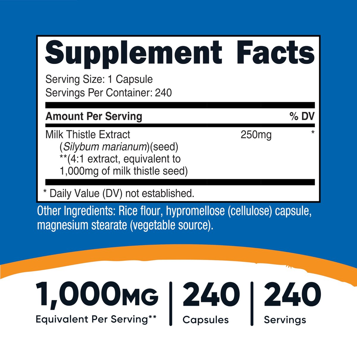 Nutricost Mariendistel-Extrakt 240 Kapseln – Vegan, GVO-frei & Glutenfrei, 240 Portionen pro Flasche
