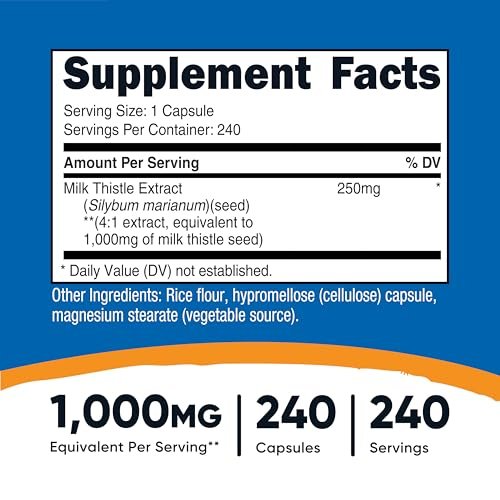Nutricost Mariendistel-Extrakt 240 Kapseln – Vegan, GVO-frei & Glutenfrei, 240 Portionen pro Flasche