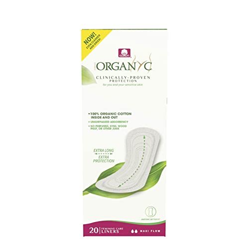 Organyc 100% zertifizierte Bio-Baumwolle Slipeinlage – Maxi Flow, 20 Stück