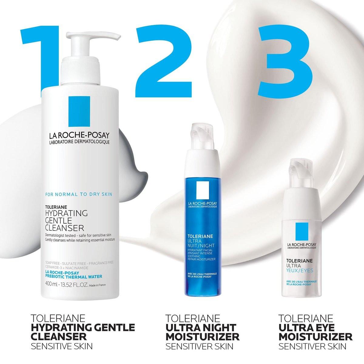 La Roche-Posay Toleriane Dermallergo Nachtcreme für das Gesicht – Intensiv beruhigende Feuchtigkeitscreme mit Vitamin E, allergiegetestet, für empfindliche Haut (ehemals Toleriane Ultra Night)