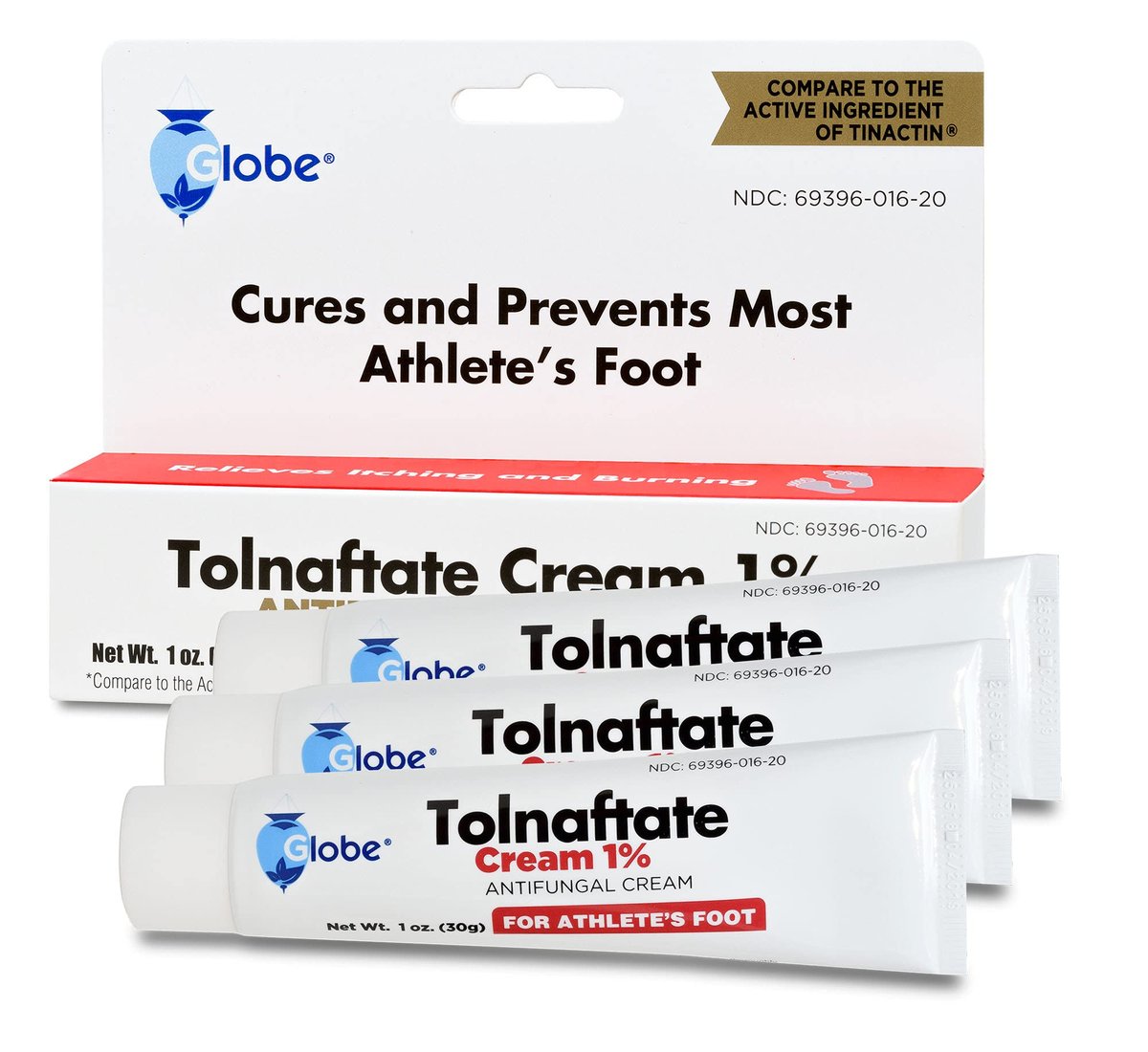 Globe Tolnaftat 1% Antimykotikum, 1 Unze – Klinisch erprobte Behandlung gegen Fußpilz und Ringelflechte (3er-Pack)