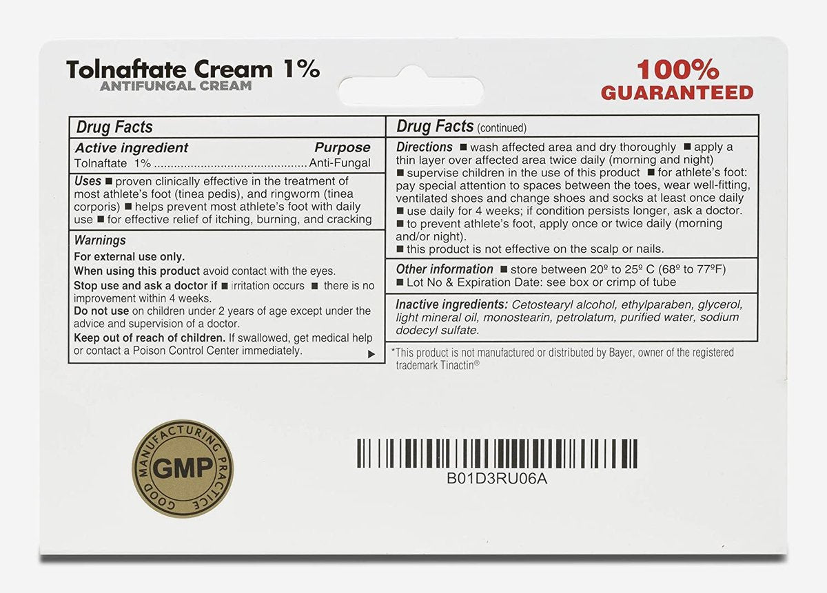 Globe Tolnaftat 1% Creme 1 oz (6er Pack) – Antimykotische Behandlung, klinisch wirksam gegen Fußpilz und Ringelflechte