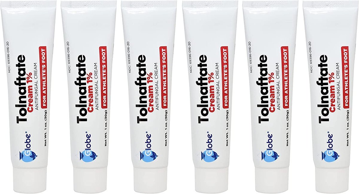 Globe Tolnaftat 1% Creme 1 oz (6er Pack) – Antimykotische Behandlung, klinisch wirksam gegen Fußpilz und Ringelflechte