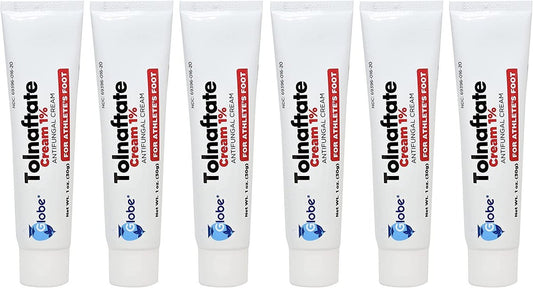 Globe Tolnaftat 1% Creme 1 oz (6er Pack) – Antimykotische Behandlung, klinisch wirksam gegen Fußpilz und Ringelflechte