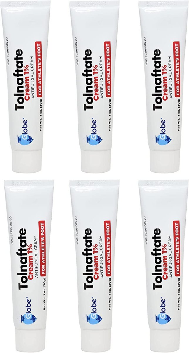 Globe Tolnaftat 1% Creme 1 oz (6er Pack) – Antimykotische Behandlung, klinisch wirksam gegen Fußpilz und Ringelflechte