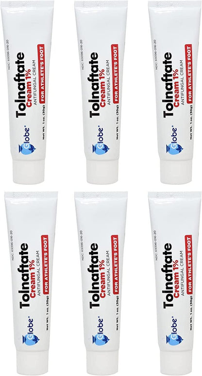 Globe Tolnaftat 1% Creme 1 oz (6er Pack) – Antimykotische Behandlung, klinisch wirksam gegen Fußpilz und Ringelflechte