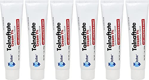 Globe Tolnaftat 1% Creme 1 oz (6er Pack) – Antimykotische Behandlung, klinisch wirksam gegen Fußpilz und Ringelflechte