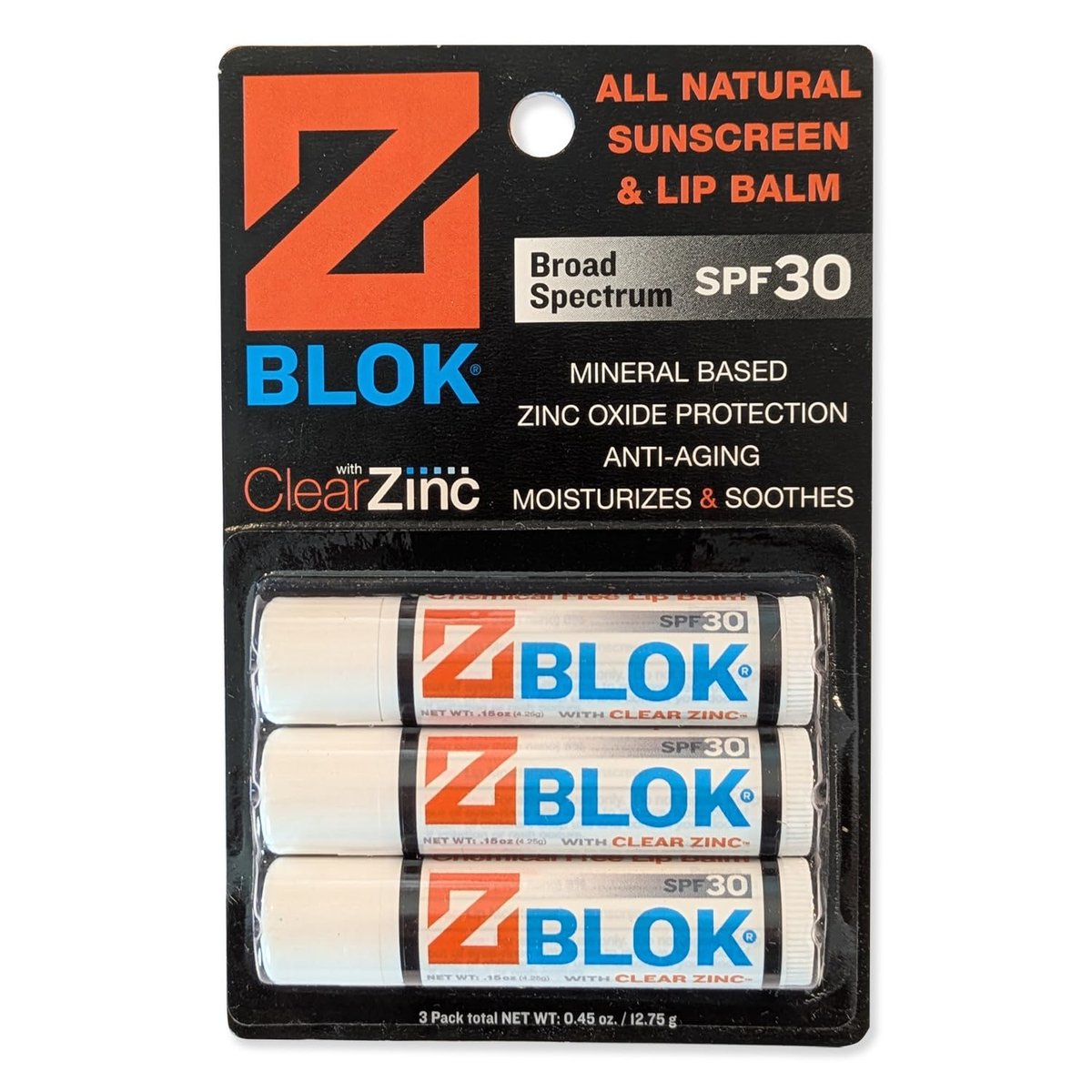 Z Blok Lippenbalsam & SPF 30 Sonnenschutz - 3er Pack