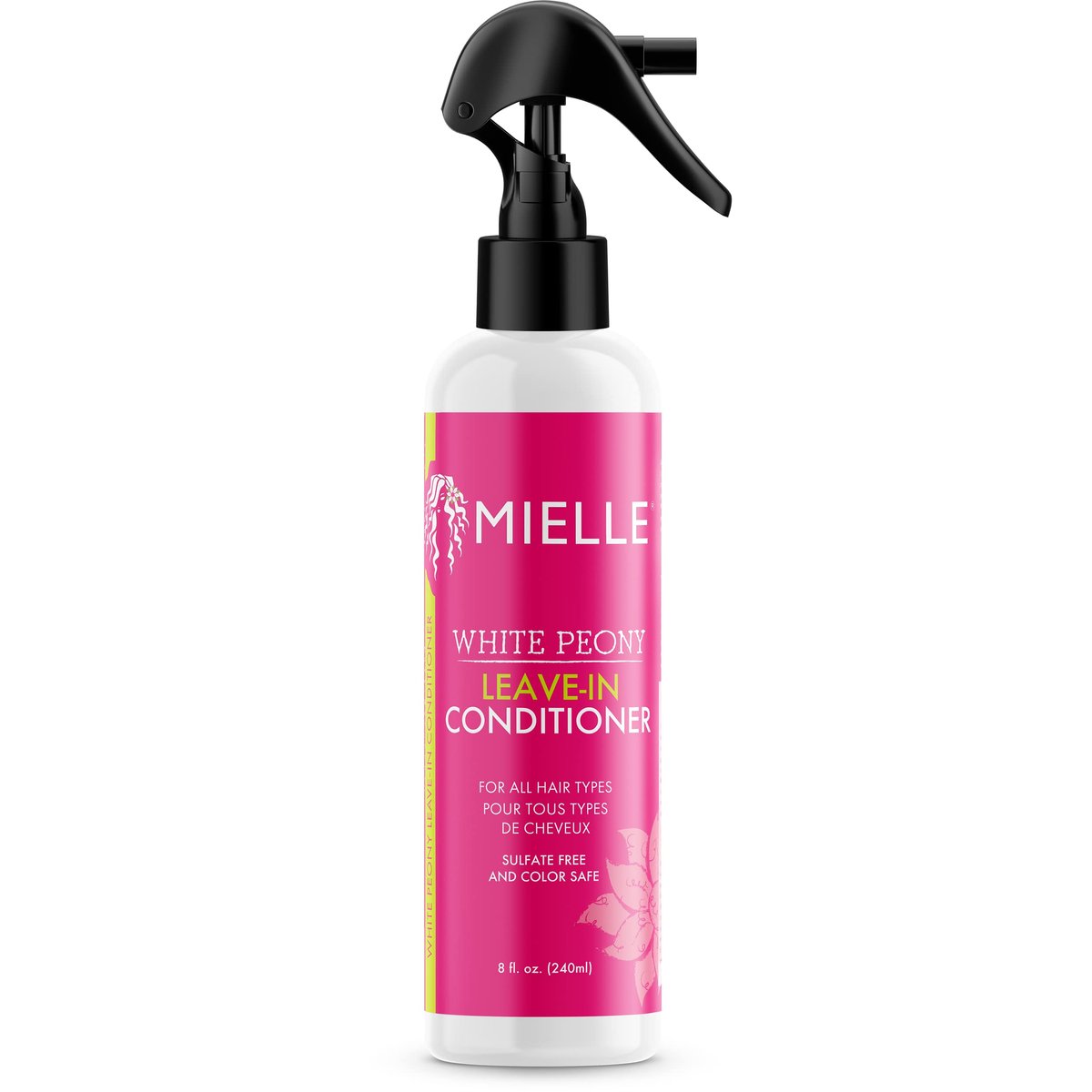 Mielle Organics Weiße Pfingstrose Leave-In Conditioner Spray - Feuchtigkeitsspender & Entwirrer für lockiges & natürliches Haar - Frizz-Kontrolle & Feuchtigkeitsversiegelung - Farbsicher & Sulfatfrei, 236 ml