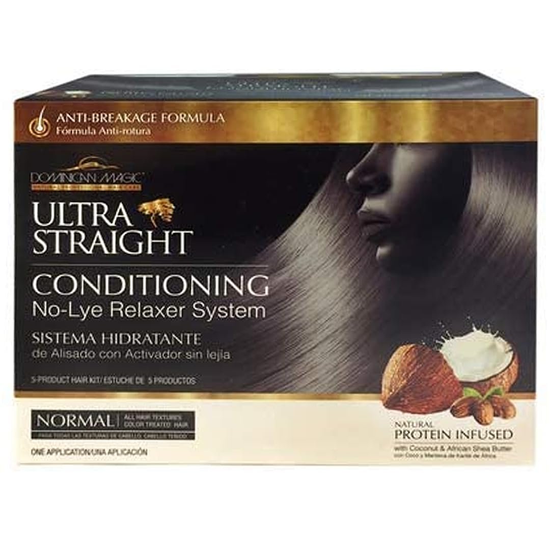 Dominican Magic Ultra Straight No Lye Hair Relaxer – Sanfte Formel für glattes, frizzfreies und glänzendes Haar – 7,4 oz, normale Stärke, professionelle Qualität