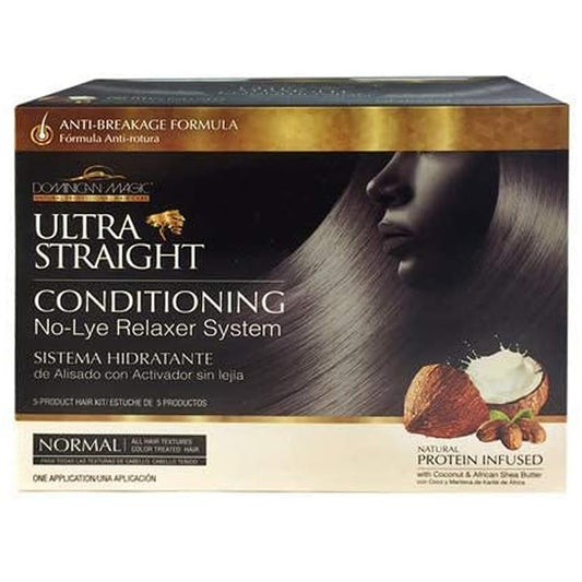 Dominican Magic Ultra Straight No Lye Hair Relaxer – Sanfte Formel für glattes, frizzfreies und glänzendes Haar – 7,4 oz, normale Stärke, professionelle Qualität