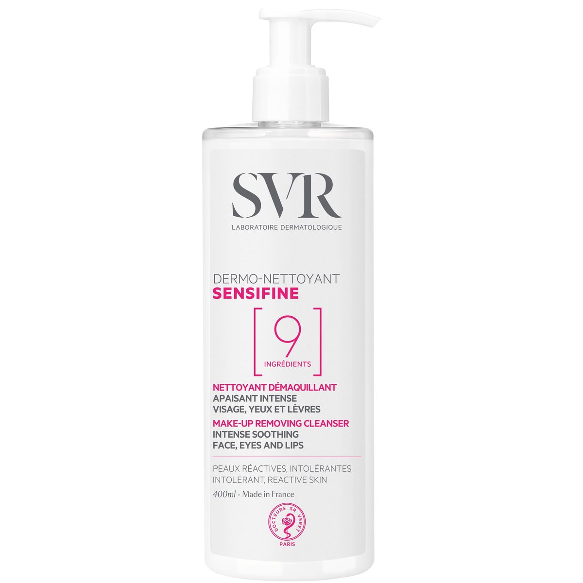 SVR Sensifine Dermo-Reiniger – Sanfte tägliche Make-up-Entfernung für empfindliche Haut, hypoallergen und parfümfrei, 98% natürliche Inhaltsstoffe, 400 ml