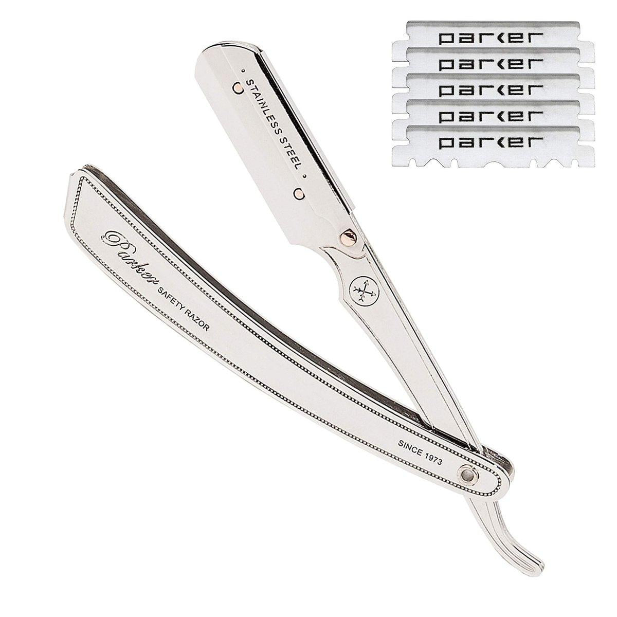 Parker SRX Rasiermesser – Edelstahl-Barber-Rasiermesser mit Klingenhalter für Einwegklingen – Präzisions-Nassrasur für Zuhause oder Barber-Shop