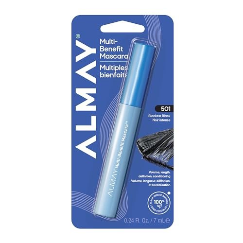 Almay Multi-Benefit Mascara, Volumizing + Lengthening, Hypoallergenic, 501 Blackest Black