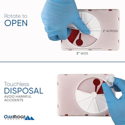 Oakridge Products Transparenter Behälter für spitze Gegenstände für den Hausgebrauch und professionelle Nutzung 2,2 Liter (1er-Pack), berührungslose Bioabfall-Entsorgung von Nadeln und Spritzen, drehbarer Deckel, CDC-zertifiziert