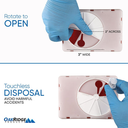 Oakridge Products Transparenter Behälter für spitze Gegenstände für den Hausgebrauch und professionelle Nutzung 2,2 Liter (1er-Pack), berührungslose Bioabfall-Entsorgung von Nadeln und Spritzen, drehbarer Deckel, CDC-zertifiziert