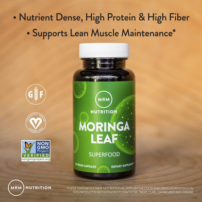 MRM Nutrition Moringa-Blatt-Kapseln – 600 mg Bio-Moringa für Männer & Frauen – Vegan, glutenfrei & nicht genetisch verändert – 60 Portionen