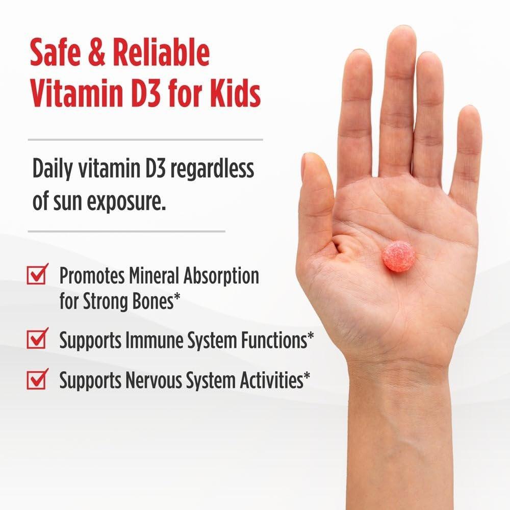 Nordic Naturals Vitamin D3 Gummis für Kinder, Wild Watermelon Splash - 60 Gummis - 400 IE Vitamin D3 - Knochengesundheit, gesundes Immunsystem - Nicht-GVO, vegetarisch - 60 Portionen