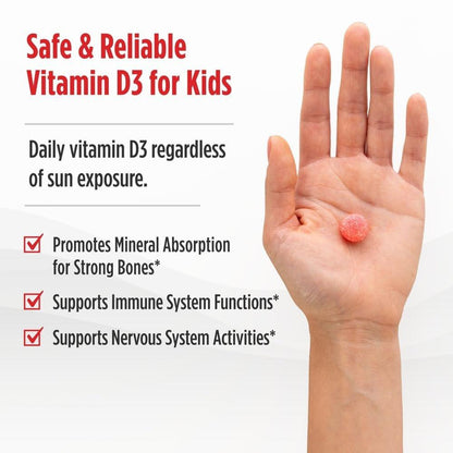 Nordic Naturals Vitamin D3 Gummis für Kinder, Wild Watermelon Splash - 60 Gummis - 400 IE Vitamin D3 - Knochengesundheit, gesundes Immunsystem - Nicht-GVO, vegetarisch - 60 Portionen