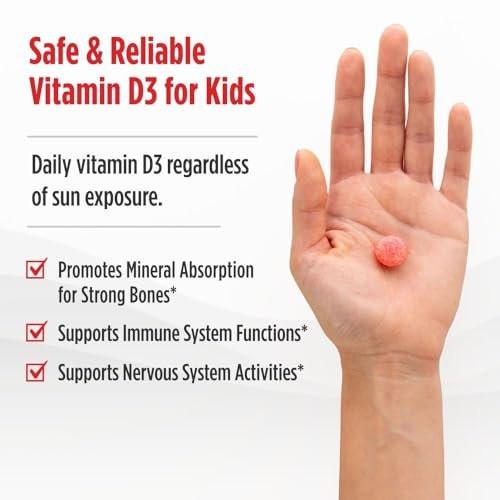 Nordic Naturals Vitamin D3 Gummis für Kinder, Wild Watermelon Splash - 60 Gummis - 400 IE Vitamin D3 - Knochengesundheit, gesundes Immunsystem - Nicht-GVO, vegetarisch - 60 Portionen