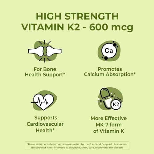 NutriZing Vitamin K2 MK7 600mcg – 90 vegane Kapseln für Knochen- und Arteriengesundheit, 3-Monats-Vorrat
