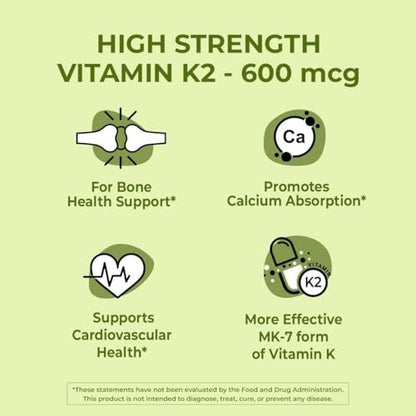 NutriZing Vitamin K2 MK7 600mcg – 90 vegane Kapseln für Knochen- und Arteriengesundheit, 3-Monats-Vorrat