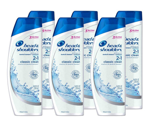 Head & Shoulders Classic Clean 2-in-1 Anti-Schuppen Shampoo und Spülung, 6er Pack (6 x 250 ml)