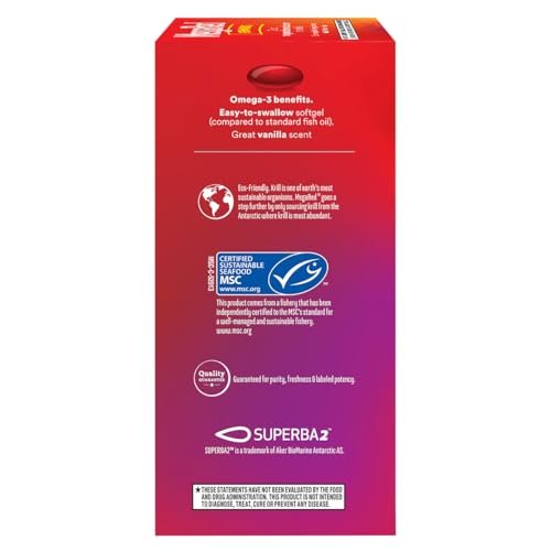 MegaRed Omega 3 Fischöl & Antarktisches Krillöl Softgels – Unterstützung für Gehirn, Herz, Gelenke & Augen (80 Kapseln), Konzentrierte Omega-3-Fettsäuren mit EPA, DHA & Phospholipiden