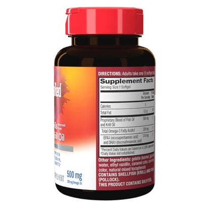 MegaRed Omega 3 Fischöl & Antarktisches Krillöl Softgels – Unterstützung für Gehirn, Herz, Gelenke & Augen (80 Kapseln), Konzentrierte Omega-3-Fettsäuren mit EPA, DHA & Phospholipiden