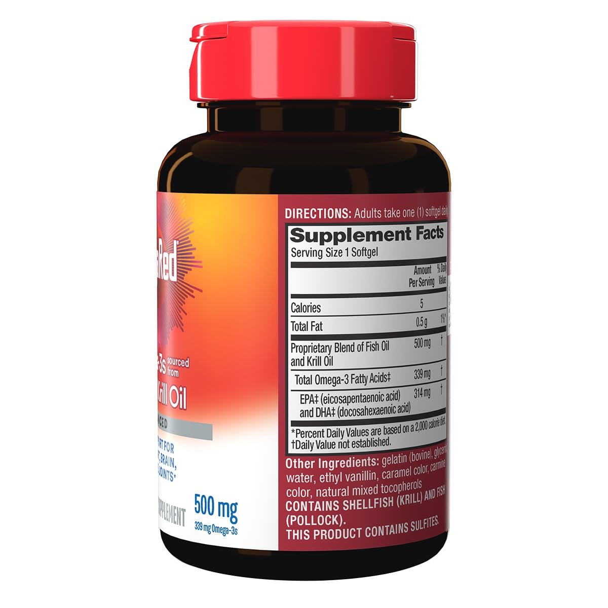MegaRed Omega 3 Fischöl & Antarktisches Krillöl Softgels – Unterstützung für Gehirn, Herz, Gelenke & Augen (80 Kapseln), Konzentrierte Omega-3-Fettsäuren mit EPA, DHA & Phospholipiden